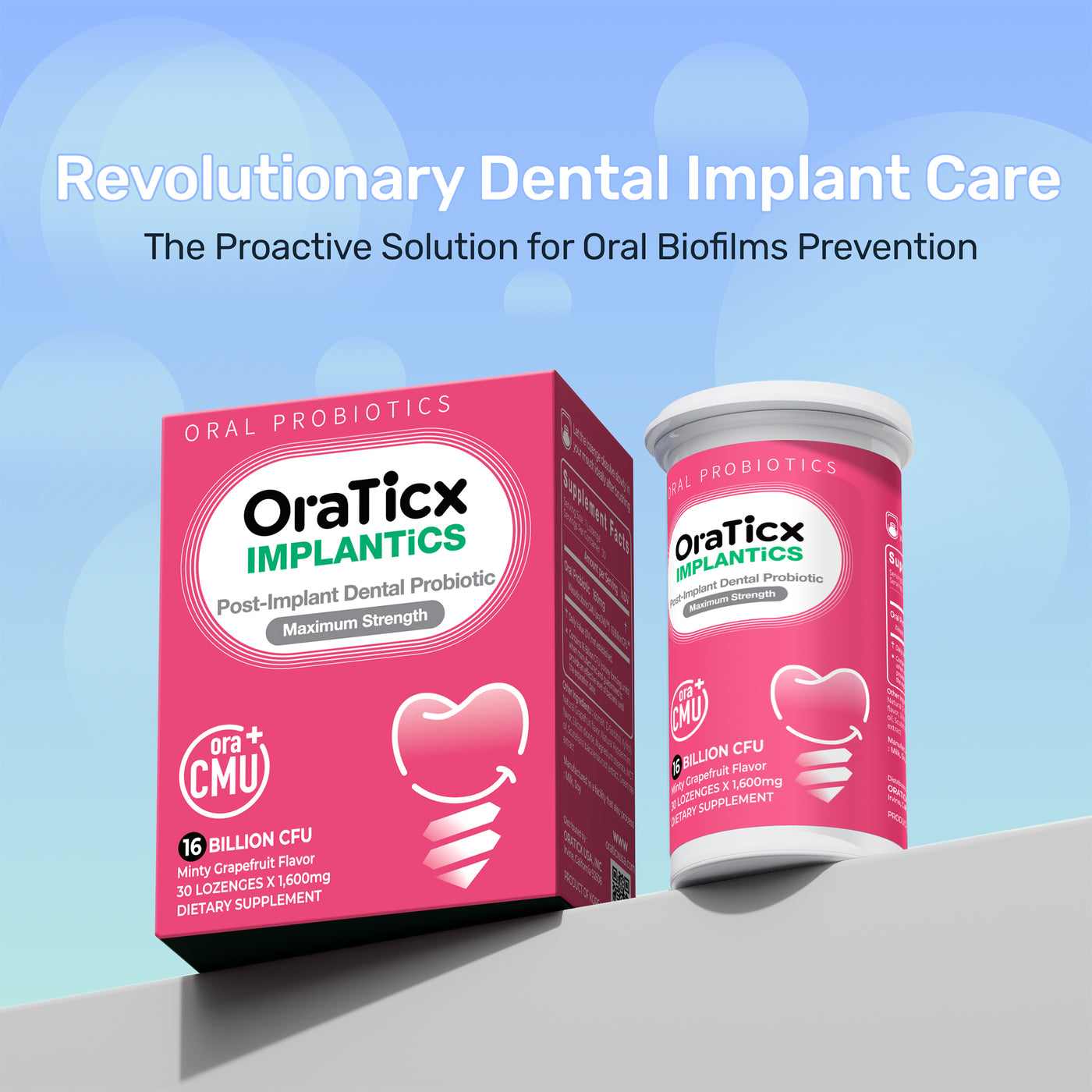 OraTicx Oral Probiotics - Revolutionary dental implant care : the proactive solution for oral biofilms prevention