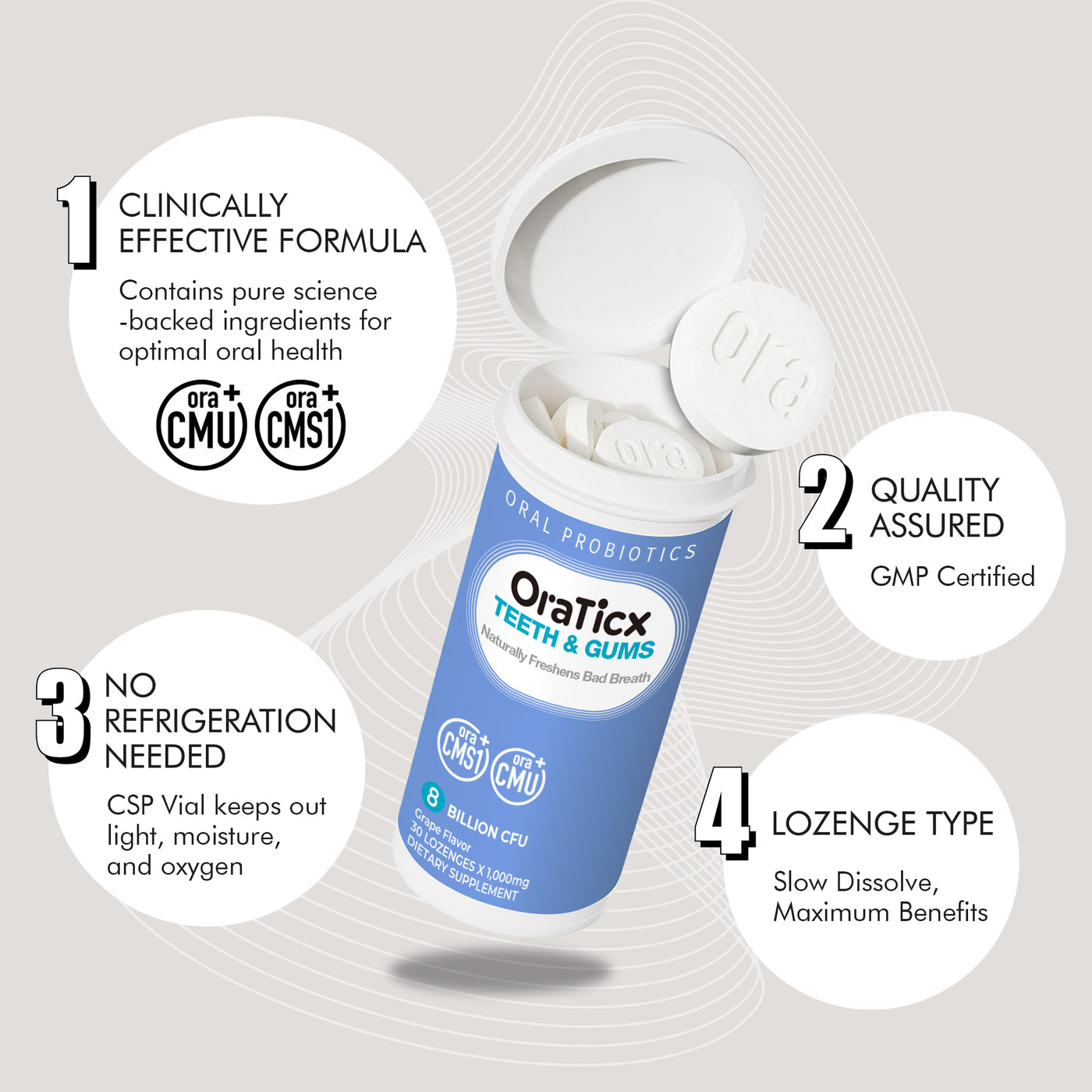 OraTicx Probiotics are not required refrigeration. Our special vial protects probiotics to ensure maximum CFU stay live & effective without refrigeration