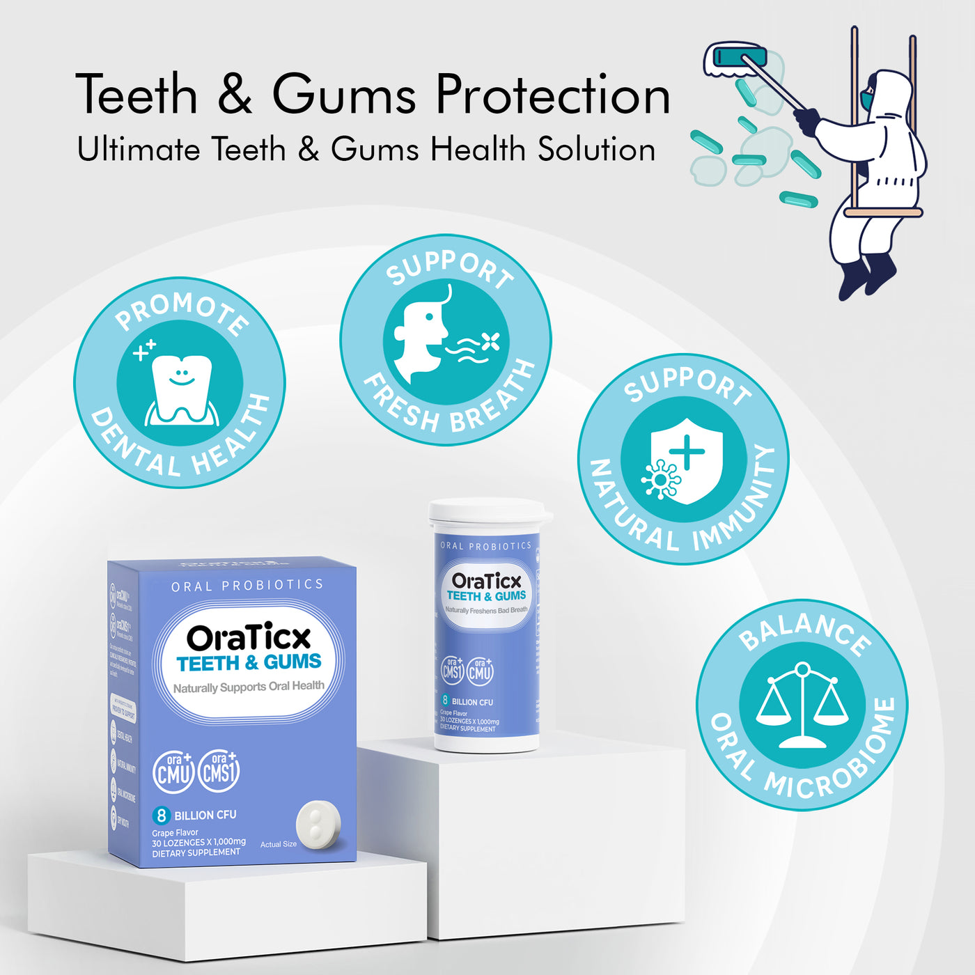 Unlock the power of OraTicx oral probiotics - Say goodbye to bad breath by tackling the root causes head-on! End bad breath now with OraTicx Green Breath- just one simple stop!