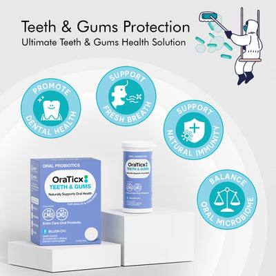 Unlock the power of oraTicx Teeth & Gums Dental Probiotics - Plaque protector, immune boosting, periodontitis pleaser, bad breath blaster